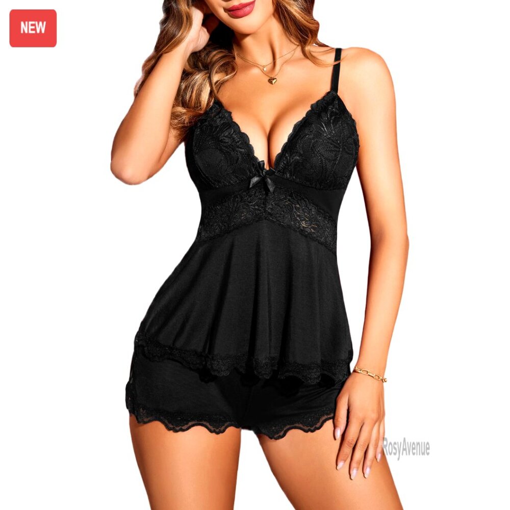 Modal Lace Camisole Pajama Set With Adjustable Straps, Drawstring Waist